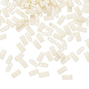 Seed bead, TILA&reg;, glass, pkg/250g, 5x2.3mm half tila rectangle, opaque matte ivory, (HTL-2021).