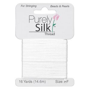 Thread, Purely Silk&trade;, white, size FF. Sold per 16-yard card.