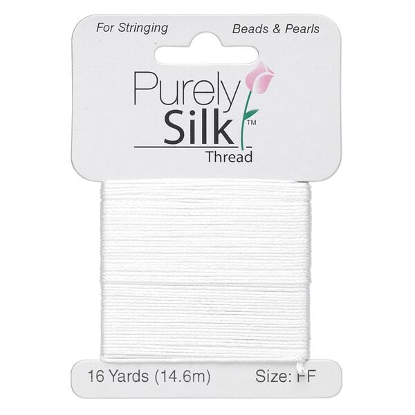 Thread, Purely Silk&trade;, white, size FF. Sold per 16-yard card. image number 0