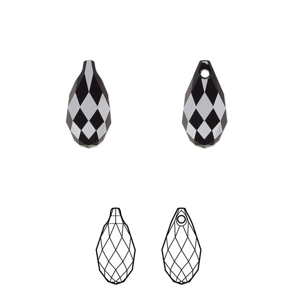 Briolette 144pk jet, Swarovski&reg; 13x6.5mm pendant drop 6010 image number 0