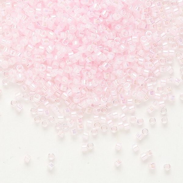 Seed bead, Delica&reg;, glass, pkg/250g, #11 round, translucent pink-lined rainbow crystal clear (DB-0055). image number 0