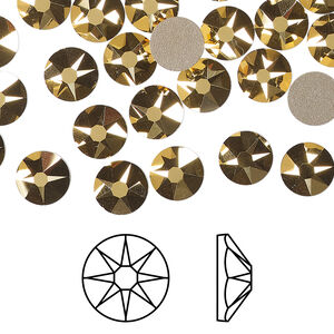 Flat back 1pkg12 crystal aurum foil back, Crystal Passions&reg; 7.07-7.27mm rose round SS34 2088