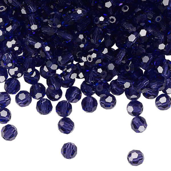 Bead 24pk deep tanzanite, Preciosa Czech crystal 4mm round image number 0