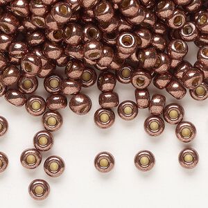 Seed bead, Miyuki 1pkg250g glass, #6 rocaille, Duracoat&reg; opaque galvanized dark mauve / outside dyed (RR-4213)
