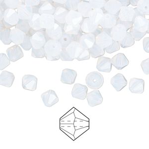 Bead 24pk white opal, Preciosa Czech crystal 5mm bicone
