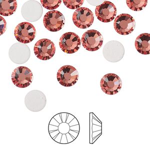 Flat back 288pk rose peach foil back, Preciosa MAXIMA Czech crystal rhinestone 6.3-6.5mm chaton rose round SS30