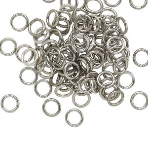 Jump ring 1pkg100 aluminum, 5.5mm round, 18 gauge / 3.5mm inside diameter / metallic grey