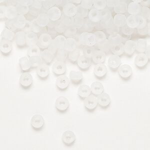 Seed bead, Dyna-Mites&trade;, glass, transparent matte clear, #6 round. Sold per 40-gram pkg.
