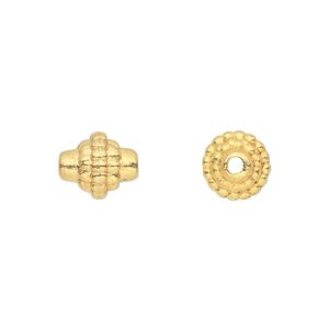 Bead 1pkg20 gold-finished "pewter", 10x9mm fancy tube