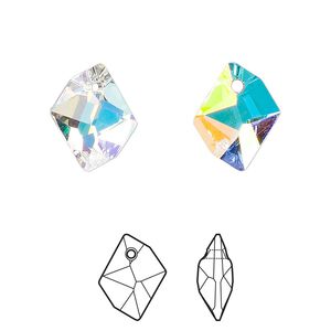 Drop 1pk crystal AB, Crystal Passions&reg; 14x11mm pendant cosmic 6680