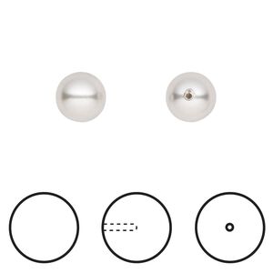 Pearl 1pkg4 light grey, Crystal Passions&reg; 8mm half-drilled round 5818