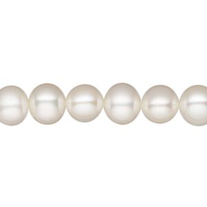 Pearl, White Lotus&trade;, cultured freshwater (bleached), white, 8-9mm semi-round, B grade. Sold per 15-1/2" to 16" strand.