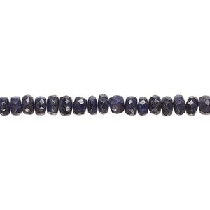 Blue sapphire 1pkg1, hand-cut faceted rondelle bead 14 inch 3x1mm-4x3mm