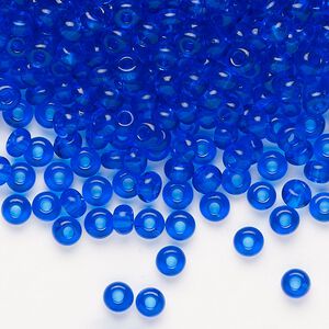 Seed bead, Preciosa Ornela Czech glass, pkg/500g, #6 rocaille, transparent sapphire blue, (60300).