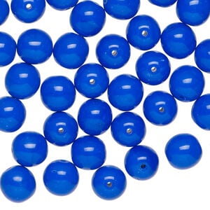 Bead 1pkg50 Czech glass druk, opaque blue, 8mm round.
