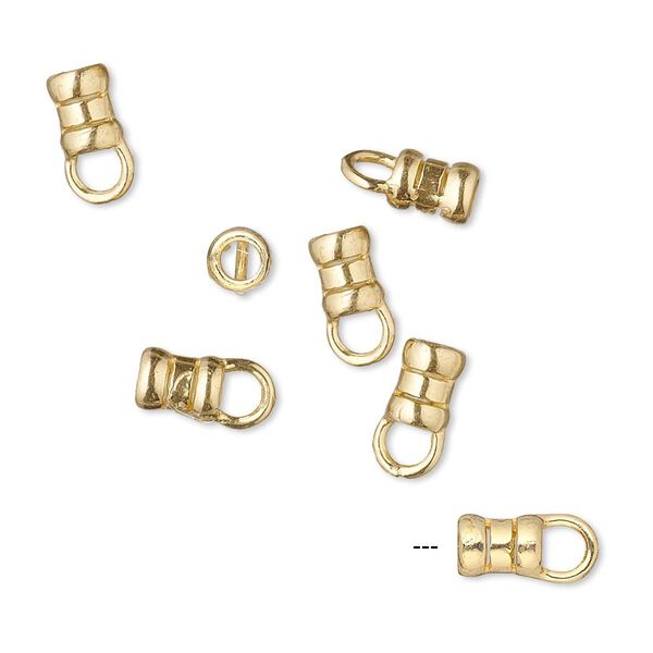 Crimp end 1pkg4 brass, 6x4mm tube / loop / 2.5mm inside diameter, JBB Findings image number 0
