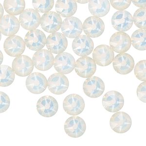 Flat back 288pk white opal foil back, Swarovski&reg; 6.32-6.5mm rose round SS30 2088