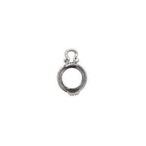 Drop, antiqued sterling silver, 9mm round with marquise design and open back with 8mm 2-prong round cabochon setting. Sold individually.
