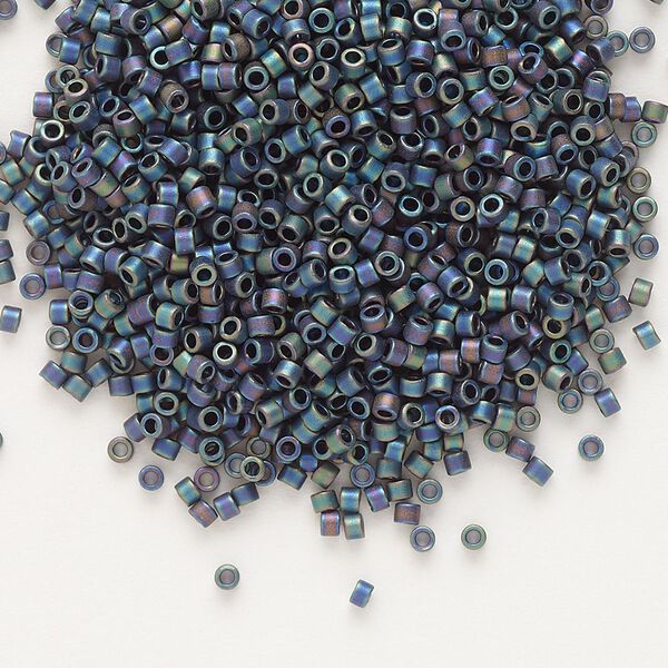 Seed bead, Delica&reg;, glass, pkg/50g, #11 round, opaque matte rainbow black (DB-0871). image number 0