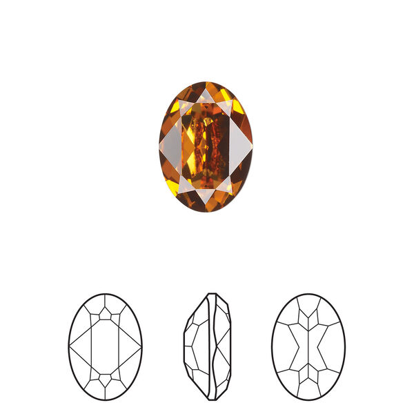 Fancy stone 1pkg144 dark orange TCF&trade; foil back, Swarovski&reg;, 14x10mm faceted oval 4120 image number 0