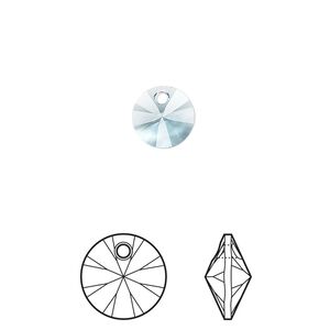 Drop 12pk aquamarine, Crystal Passions&reg; 8mm pendant mini disk 6428