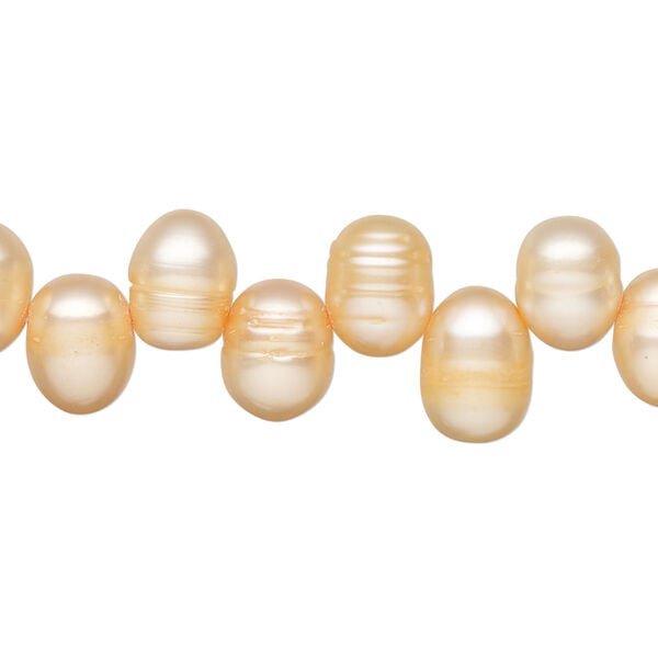 Freshwater pearl 1pkg1, top-drilled rice, 15.5-16 inch orange 8x6mm-12x7mm cultured image number 0