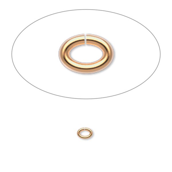 Jump ring 1pkg100 gold-plated, 4x3mm oval, 20 gauge / 2.5x1.5mm inside diameter / brass image number 0
