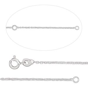 Chain 1pkg1 sterling silver cable, 1.2mm / springring clasp, Gossamer 2N1&trade; 16 & 18 inch