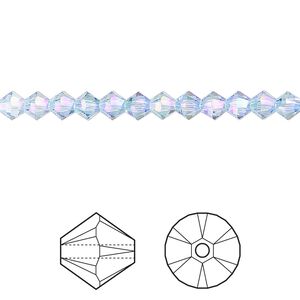 Bead 1440pk aquamarine shimmer 2X, Swarovski&reg; 4mm XILION bicone 5328