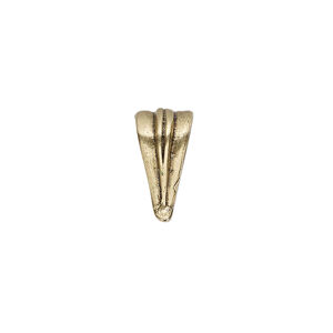 Bail, ice-pick, antiqued brass, 14.5x7.5mm triangle, 10mm grip length. Sold individually.
