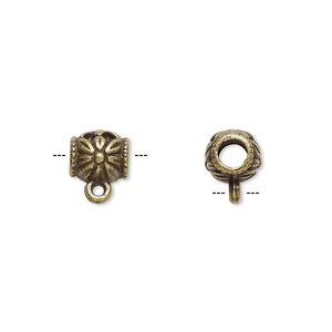 Bead 1pkg20 brass-plated "pewter", 8x7mm cylinder / flower / closed loop, antique Dione&reg;