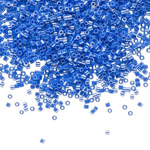 Seed bead, Delica&reg;, glass, pkg/7.5g, #15 round, opaque luster cyan blue (DBS-1569).
