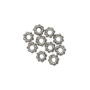 Bead 1pkg10 pewter, 5.5x3mm beaded rondelle, antiqued