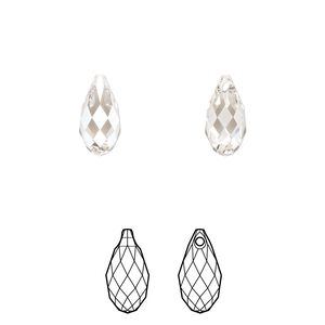 Briolette 2pk crystal silver shade, Crystal Passions&reg; 11x5.5mm pendant drop 6010