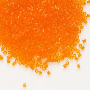 Seed bead, Delica&reg;, glass, pkg/50g, #11 round, transparent orange (DB-0703).