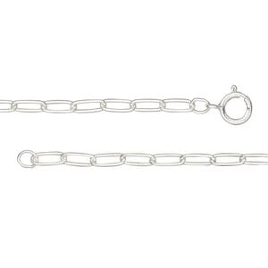 Chain 1pkg1 sterling silver paperclip, 2.6mm / springring clasp, 20 inch