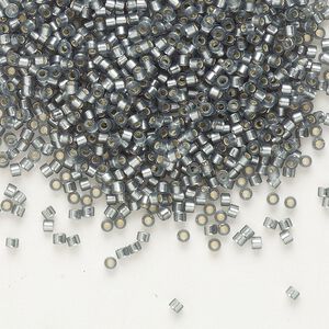 Seed bead, Delica&reg; 1pkg7.5g glass, #11 round, translucent semi-matte silver-lined grey / outside dyed (DB-0697)