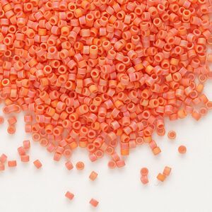 Seed bead, Delica&reg;, glass, pkg/50g, #11 round, opaque matte rainbow orange (DB-0872).