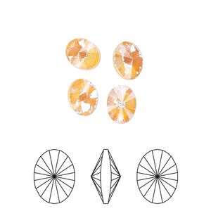 Chaton 6pk crystal peach DeLite, Crystal Passions&reg; 8x6mm oval rivoli 4122