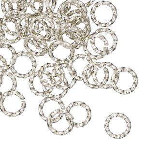 Jump ring 1pkg50 nickel silver, 8mm hand-cut twisted round, 16 gauge / 5.4mm inside diameter