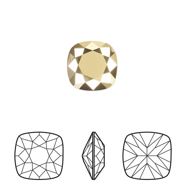 Fancy stone 1pkg72 crystal aurum foil back, Swarovski&reg;, 12mm square cushion 4470 image number 0