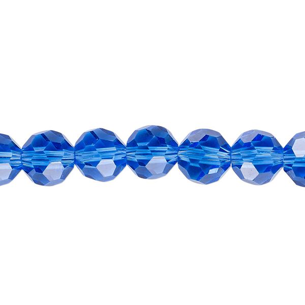 Bead 1pk 32 facets transparent medium blue, Celestial Crystal&reg; 8mm round 15.5-16 inch image number 0