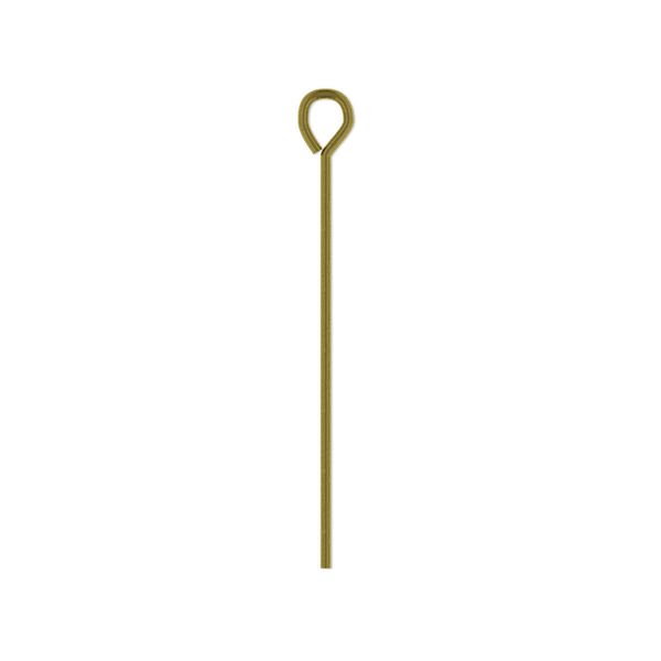 Eye pin 1pkg500 brass-plated, 1.25 inch, 21 gauge steel antique image number 0