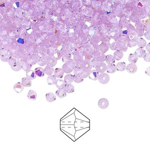 Bead 1440pk violet AB, Preciosa Czech crystal 3mm bicone