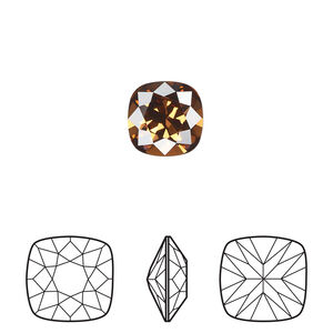 Fancy stone 1pkg2 smoked topaz foil back, Crystal Passions&reg; Regenerated 10mm cushion 4470