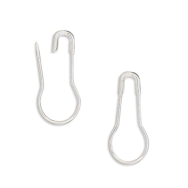 Bail, silver-finished brass, 22x10mm safety pin with 16mm grip length. Sold per pkg of 500. image number 0