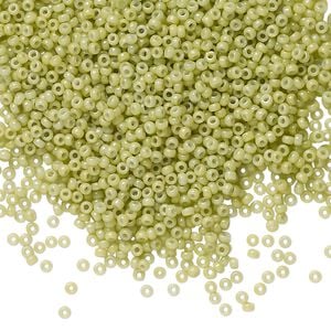 Seed bead, Miyuki, glass, pkg/35g, #15 rocaille, Duracoat&reg; opaque outside dyed fennel, (RR-4473).