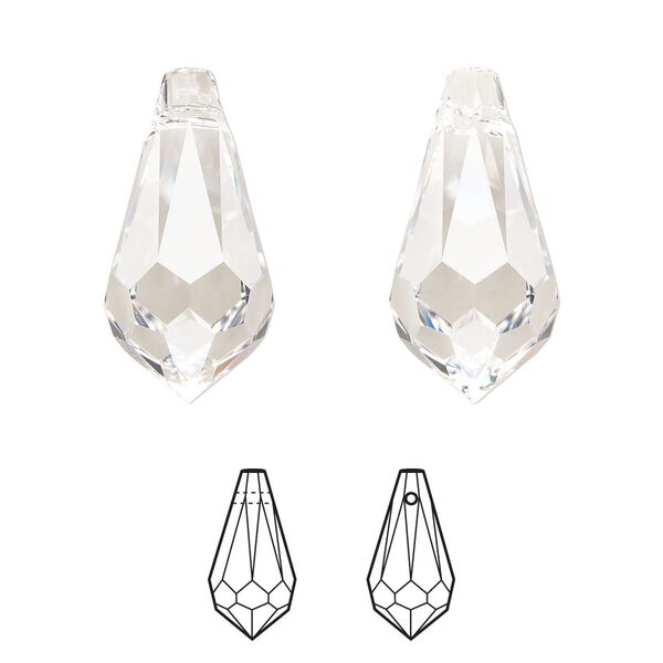 Drop 48pk crystal, Swarovski&reg; 22x11mm pendant teardrop 6000 image number 0