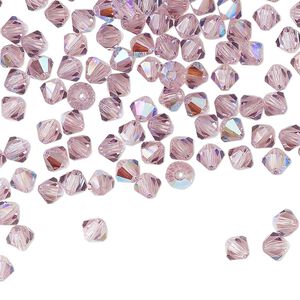 Bead 144pk light amethyst glitter, Preciosa Czech crystal 4mm bicone