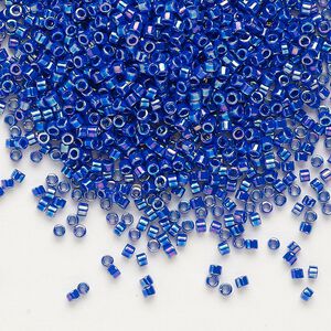 Seed bead, Delica&reg;, glass, pkg/250g, #11 round, opaque rainbow cobalt (DB-0165).